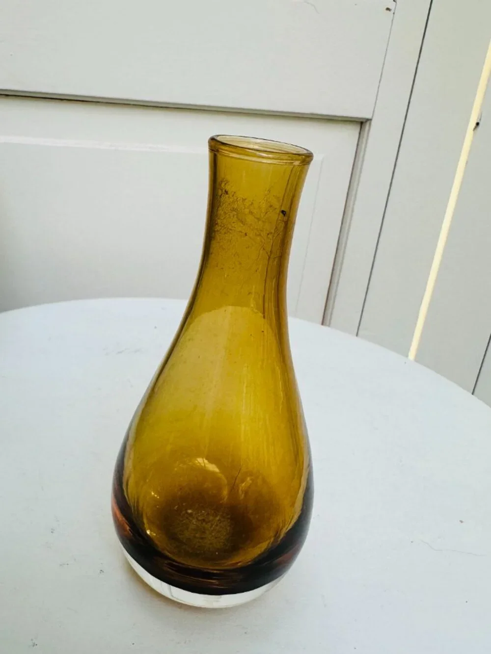 Pier 1 Amber Glass Bud Vase Early 2000s Hand Blown Style Decorative Vase